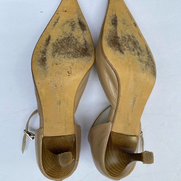 Nude Leather Ankle Straps Pumps Size 7 - Picture 8 of 9